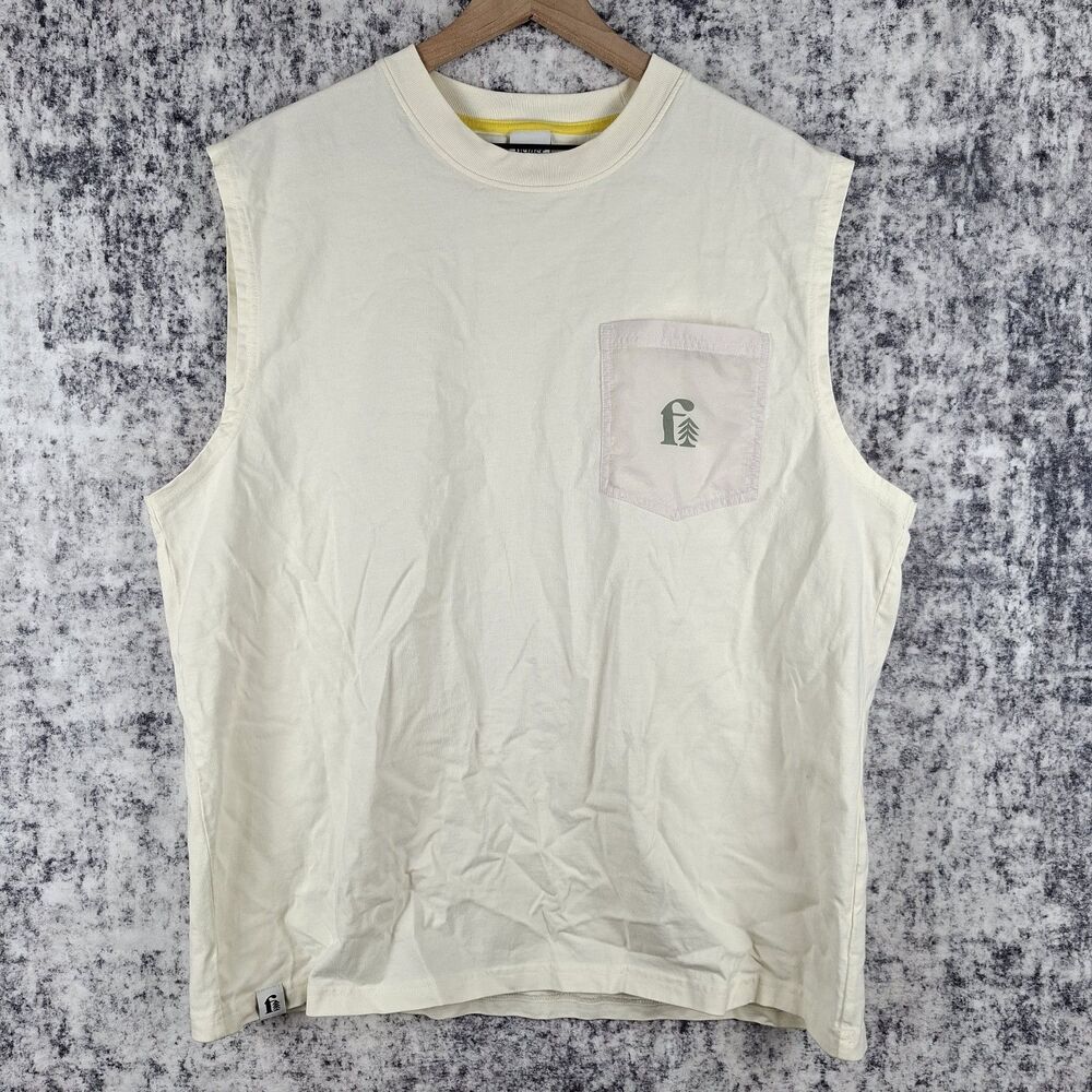 Fielder Bonobos Mens XL Relaxed Fit Sleeveless Pocket T Shirt Cream Off White